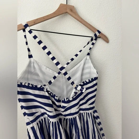J.Crew Stripe Ruffle Cotton Maxi Dress - 10 - Picture 7 of 12